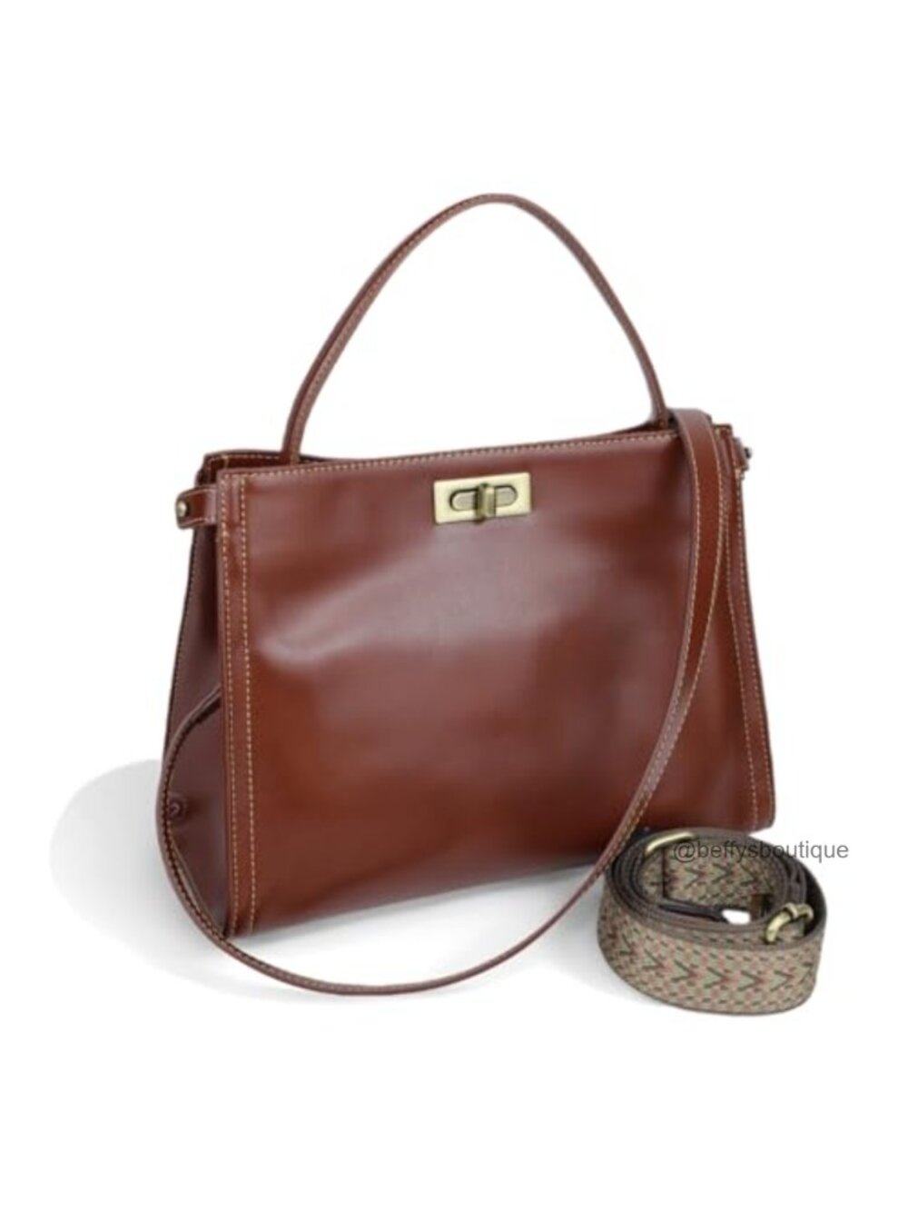 Genuine Leather Satchel Crossbody Handbag 3-Way Purse